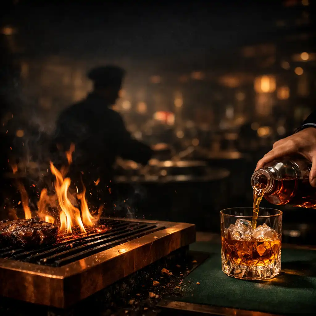 Parázsló grill és whisky a kaszino hangulatú Etelsarokban